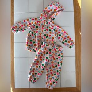 Old Navy Baby Girls Toddler Matching Floral Sweatsuit Set 18-24m Zip Hoodie